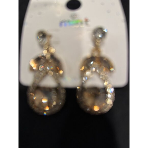 Mint Faux Amber Gold Crystal Rhinestone Earrings Party Wedding Cruise NEW - Picture 5 of 5
